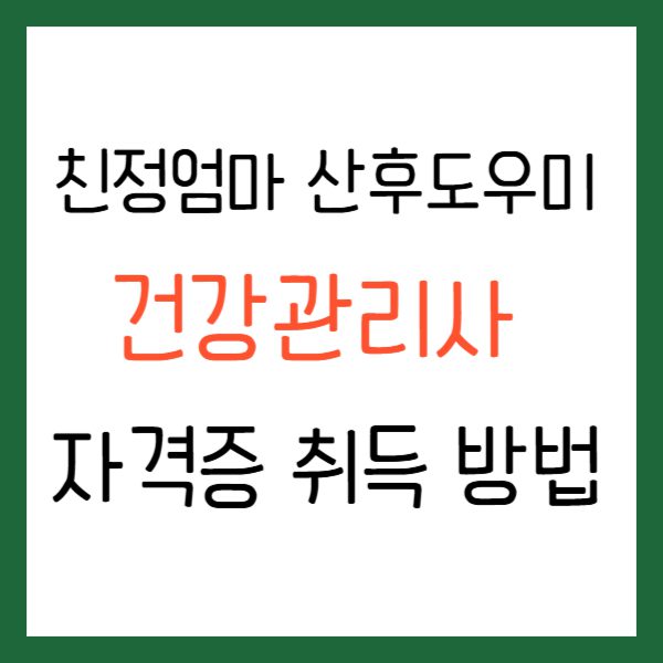 친정엄마 산후도우미 건강관리사