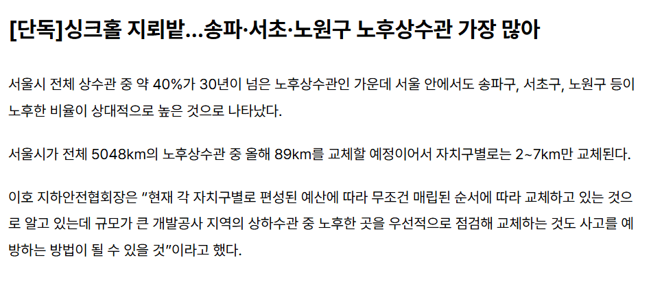 싱크홀 위험 지역