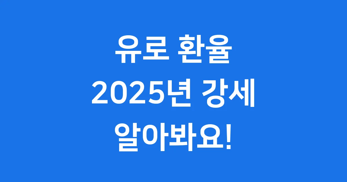 2025년 유로 환율 동향과 전망