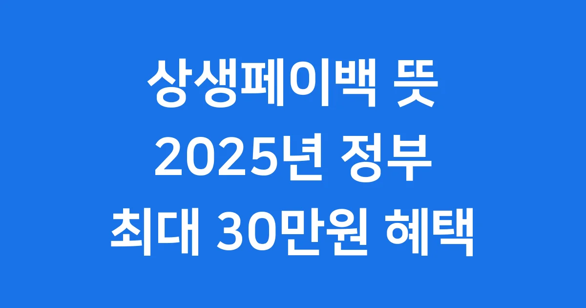 상생페이백 뜻, 2025년 정부 정책으로 카드 사용액 돌려받는 방법