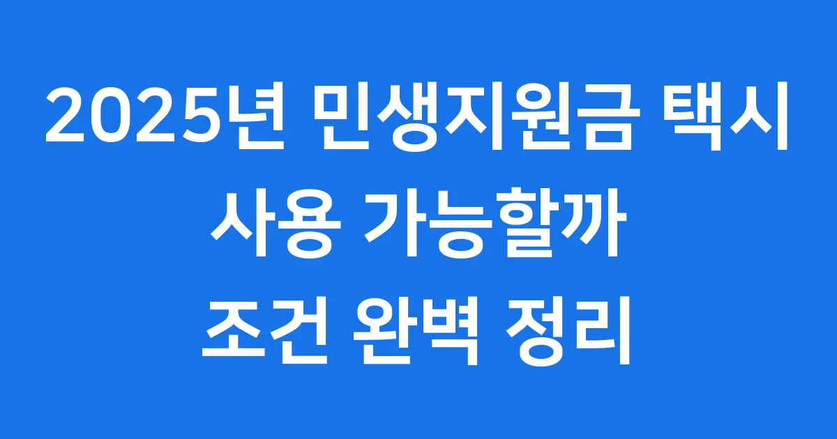 2025 민생지원금 택시 사용 조건 2025년 완벽 정리