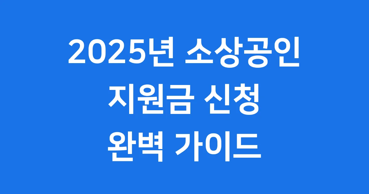 2025년 소상공인 지원금, 왜 필요할까요?